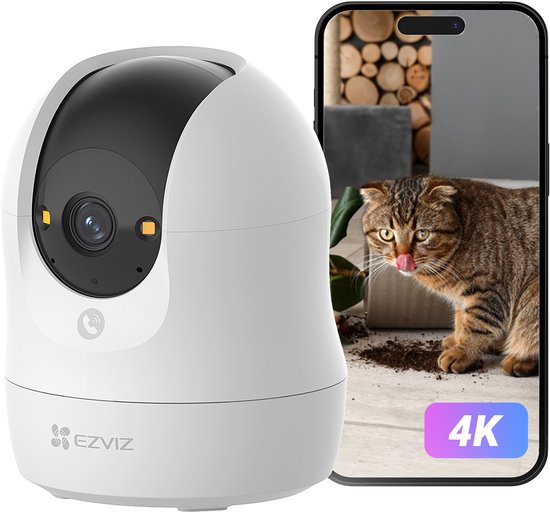 EZVIZ C6N G1 4K Beveiligingscamera Binnen - Kleuren Nachtzicht - Detectie van Mens/Dier/Hard Geluid - Automatische Patrouillemodus - Tweerichtingsgesprekken - Dual Band Wi-Fi 6 - True WDR Wifi Camera Indoor