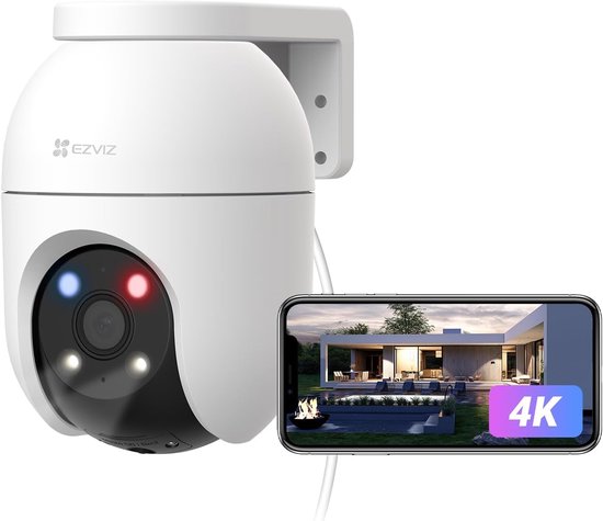 EZVIZ C8c 4K 360° Beveiligingscamera Buiten WiF met Automatische Zoom-Tracking, Detectie van Vorm van Mens/Voertuig, Nachtzicht in Kleur, Tweewegaudio, IP65, Actieve Verdediging, Camera beveiliging