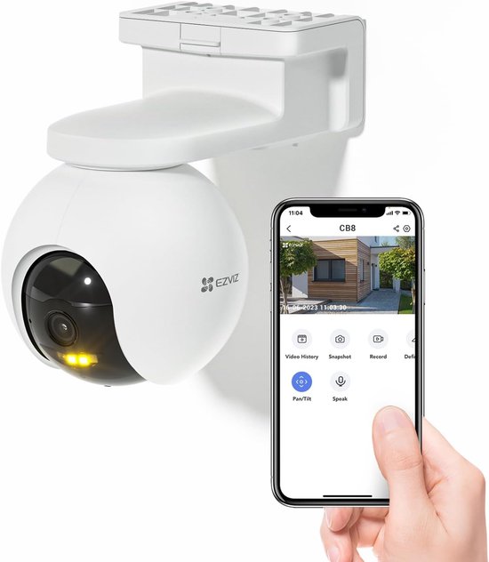 EZVIZ CB8 2K Security Camera Outdoor Wifi Wireless on Batteries, Battery 10400mAh, Intelligent Tracking, Personal Detection, Color Night Vision, Two-Way Audio, Siren, Type C van Merkloos