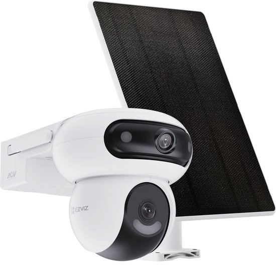 Ezviz CS-HB90 - Beveiligingscamera voor Buiten - WiFi Camera Incl. Solar - Ai Detectie & Nachtzicht - 324° Dual Panoramisch en Kantelfunctie - 2K HD - Compatibel met Google Assistant & Alexa van EZVIZ