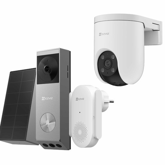 EZVIZ EP3X Slimme Deurbel Kit + H8C SE Buitencamera - 360° Pan & Tilt Beveiligingscamera - Pakketdetectie & AI-Tracking van EZVIZ
