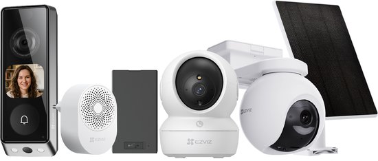 EZVIZ EP8 Ultra Video Deurbel + HB8 Pro 4K Beveiligingscamera + H6c 4K Binnencamera - Beveiligings Voordeelbundel - Wit