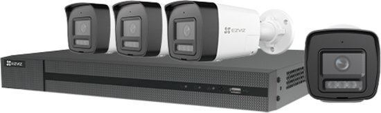 EZVIZ H3K PoE 4K Kit - 4x Beveiligingscamera Buiten - AI-detectie, Nachtvisie & Active Defense - IP67 - PoE & SD van EZVIZ