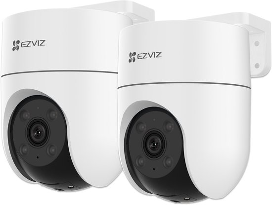 EZVIZ H8C 1080p - Beveiligingscamera - Voor buiten - 360° PTZ - AI-tracking - Geen maandkosten - IP65 - WiFi Camera - Wit - 2 Stuks