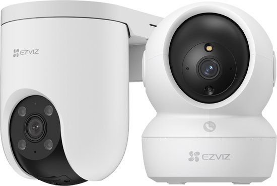 EZVIZ H8c Pro 4K + H6c Pro 4K Beveiligingscamera - 4K Binnen & Buiten - 360° Camera's met AI Detectie - Wit - 2 Stuks
