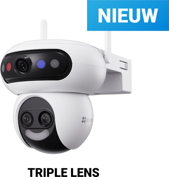EZVIZ H90f Slimme Beveiligingscamera - WiFi Camera Buiten - 3K Triple Lens - werkt met Google Assistant & Alexa - Persoonsdetectie & Nachtzicht - Wit