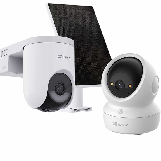 EZVIZ HB8 Lite Buitencamera + H6C 4K Beveiligingscamera - Incl. Zonnepaneel - 360° Pan & Tilt - Auto Zoom - Werkt met Google Assistant & Alexa - Draadloos van Merkloos