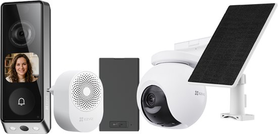 EZVIZ HB8 Pro + EP8 Ultra Beveiligingsset - 4K 360° Buitencamera met Zonnepaneel - Dual Lens Videodeurbel - Voordeelbundel