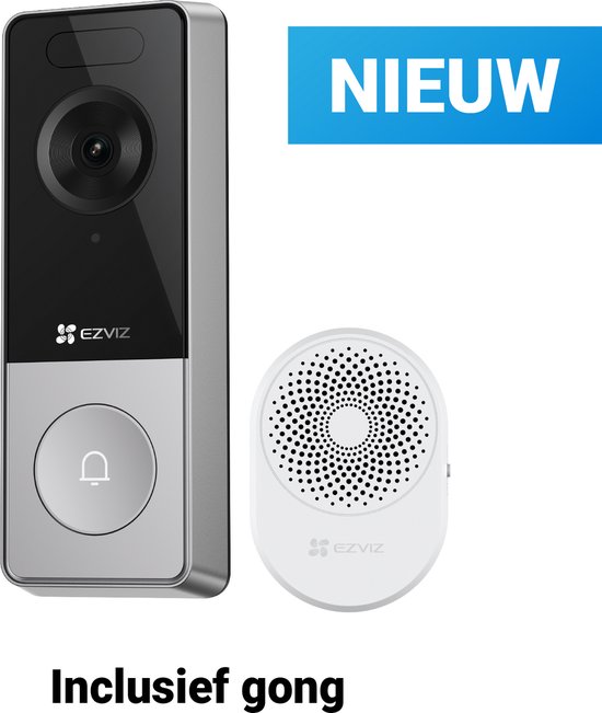 EZVIZ HP8 Slimme Videodeurbel met Chime – Draadloze Deurbel met Camera – 3K, Nachtzicht & Persoonsdetectie - Eenvoudige Installeren - Wifi 6
