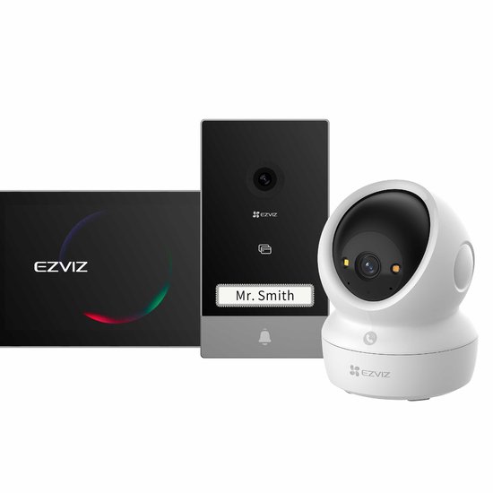 EZVIZ Smart Security Kit - H6C G1 4K Binnencamera + HP7 Videodeurbel - 360° Pan & Tilt - Patrol Mode & Human Detection - MicroSD & Cloud van Merkloos