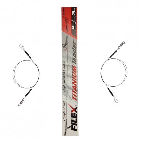 Filex Titanium Leader - 9kg - 25cm - 2 stuks - Roofvis Stalen Onderlijnen - Kunstaas Onderlijn voor Vissen van Filex