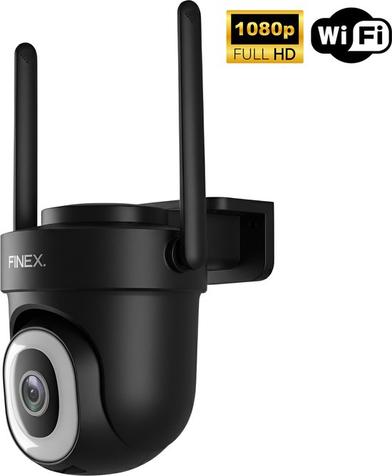 Finex Beveiligingscamera Black Edition - Buiten camera met nachtzicht - Beveiligingscamera buiten - Met wifi en app van Finex