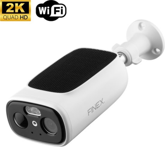 Finex Draadloze Beveiligingscamera V2 - Solar Camera - Buiten camera met zonnepaneel - Bewakingscamera voor buiten - Beveiligingscamera buiten - 2K Ultra HD - Met wifi en app van Merkloos
