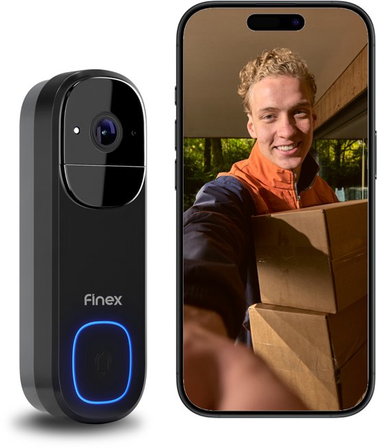 Finex Video Deurbel V3 - 4K Ultra HD - Inclusief Binnenbel - AI bewegingsdetectie - Geen abonnement - Vast stroom of Batterijen - WiFi - T-ring geluid - Slimme Draadloze Video Deurbel Met Camera
