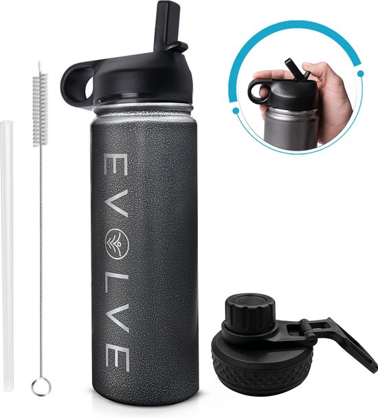 Fit Evolve RVS Geïsoleerd fietsbidon - Fiets drinkfles - Racefiets bidon - Waterfles - Thermosfles - 600ml van Fit Evolve