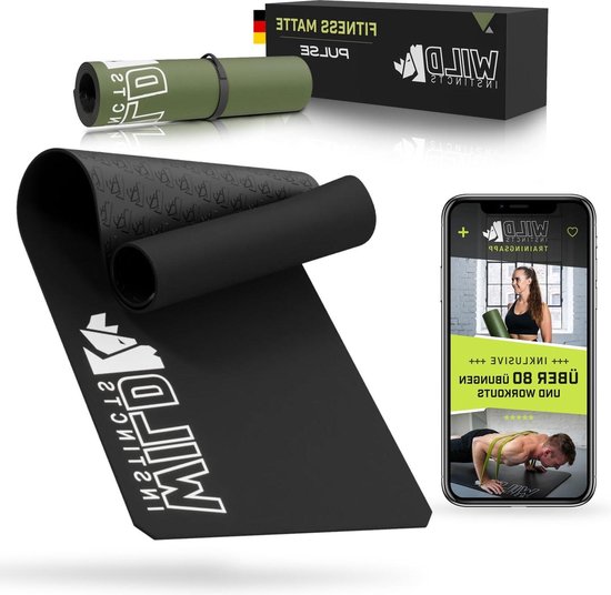 Fitnessmat 185 cm x 66 cm en 7 mm dik - antislip trainingsmat - sportmat voor thuis - extra dikke yogamat van VirtuFit