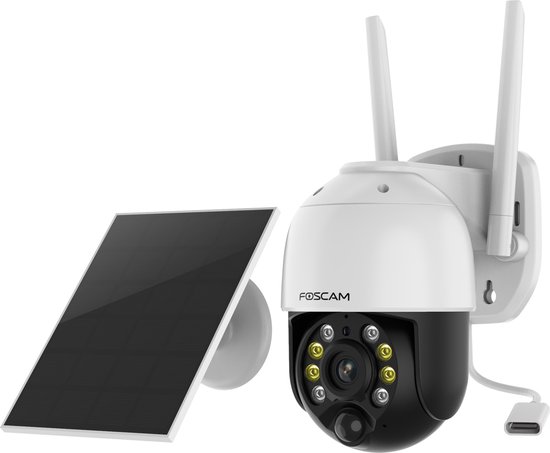 Foscam B4 IP Camera - 100% draadloze - 2K/4MP - Nachtzicht - Pan/Tilt - Zonnepaneel - Batterijcamera - Wit van Foscam