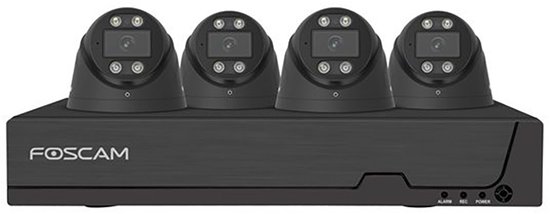 Foscam FN9108E-T4-2T Kit Beveiligingscamera Set - 4 Camera's - PoE - 2TB Geheugen - Nachtzicht 20m - 5MP - Zwart van Foscam