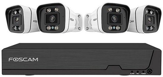 Foscam FNA108E-B4-2T-B Kit Beveiligingscamera Set - 4 Camera's - PoE - 2TB Geheugen - Kleurennachtzicht 20m - 8MP - Wit van Foscam