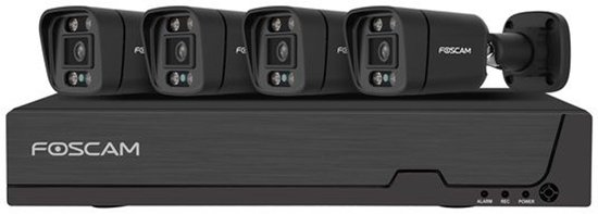 Foscam FNA108E-B4-2T-B Kit Beveiligingscamera Set - 4 Camera's - PoE - 2TB Geheugen - Kleurennachtzicht 20m - 8MP - Zwart van Merkloos