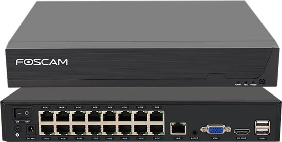 Foscam FNA216HE - 16-kanaals 8MP - 4K - Netwerk Video Recorder - Zwart van Foscam