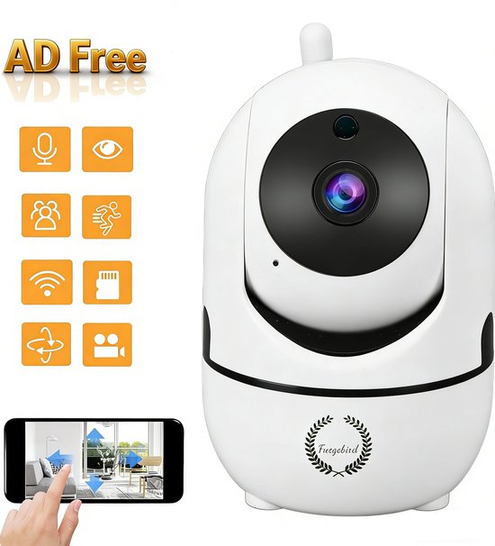 Fuegobird Indoor IP Camera - 1080P - PTZ Beveiligingscamera - Reclamevrije App (Ad-Free) - 355° Draaibaar - Huisdiercamera - Baby camera - Tweeweg Audio - Bewegingsdetectie - Compatibel met 2.4G/5G WIFI - Wit van Merkloos