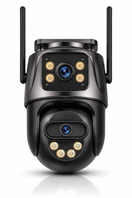 Gabrys® 2 in 1 Beveiligingscamera - incl.64GB - Wifi Camera - Nachtzicht - 4K - Waterproof - 8MP - Outdoor Dual Lens - Draadloze IP Beveiligingscamera – Veiligheid in Echt Tijd - Smart Home Camera – Bewegingsdetectie - Thuis & Buiten Veiligheid van Merkloos