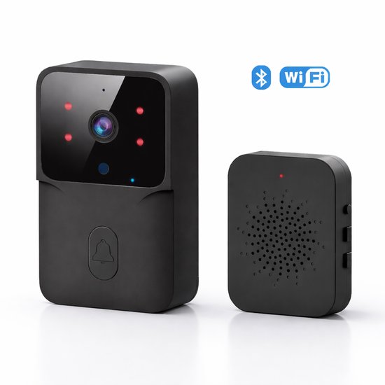 Gabrys® Slimme Draadloze Video Deurbel met Camera - WiFi Video Deurbel met Binnenontvanger – HD Camera - Nachtzicht en App Bediening - Bewegingsdetectie en Nachtzicht - Smart Video Deurbel met Camera en Draadloze Chime - thuisbeveiliging van Gabrys®