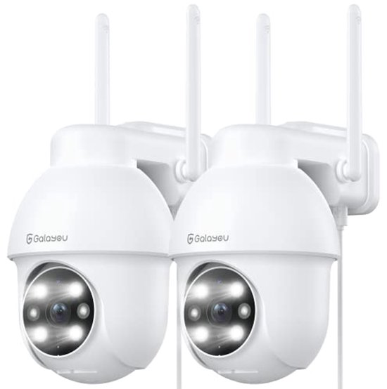 GALAYOU 2k PTZ-buitenbewakingscamera, waterdichte draadloze 360° IP-camera, kleurennachtzicht, onmiddellijk alarm, Alexa Y4 2p