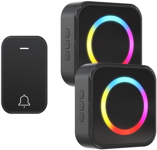 GELLDG 2 Stuks Deurbelsets - Draadloze Deurbel met Stopcontact - Waterdichte Buitenzender - 400m Bereik - LED Flits - 4 Volumeniveaus - 63 Melodieën - Geschikt voor Huis en Kantoor - Kunststof - Incl. 2 Ontvangers en 1 Zender