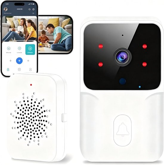 Generieke Draadloze Videodeurbel – 1080p HD-camera – Intelligente Wi-Fi-intercom – Nachtzicht – Bewegingsdetectie – Tweerichtingsaudio – Directe melding op smartphone – IP65 Waterdicht