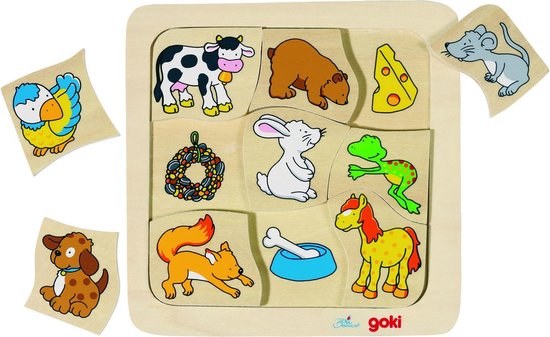Goki Houten Legpuzzel Wie Eet Wat? van Goki