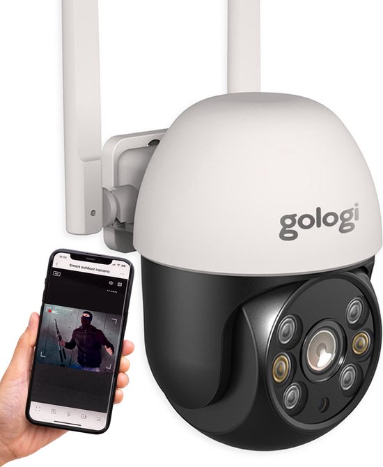Gologi outdoor camera - Buiten camera met nachtzicht - Beveiligingscamera - IP camera - Security camera - 4x Digitale zoom - 3MP - Met wifi en app van Merkloos