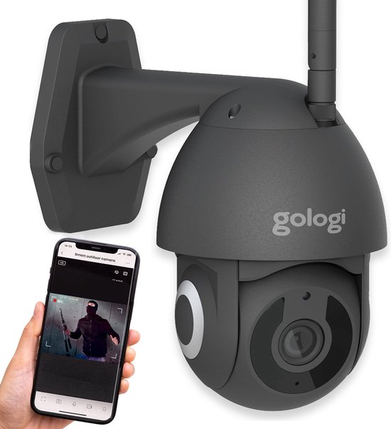 Gologi Superior Outdoorcamera - Buiten camera met nachtzicht - Beveiligingscamera met Kabel - Security camera - 3MP - Met wifi en app - Zwart van Gologi