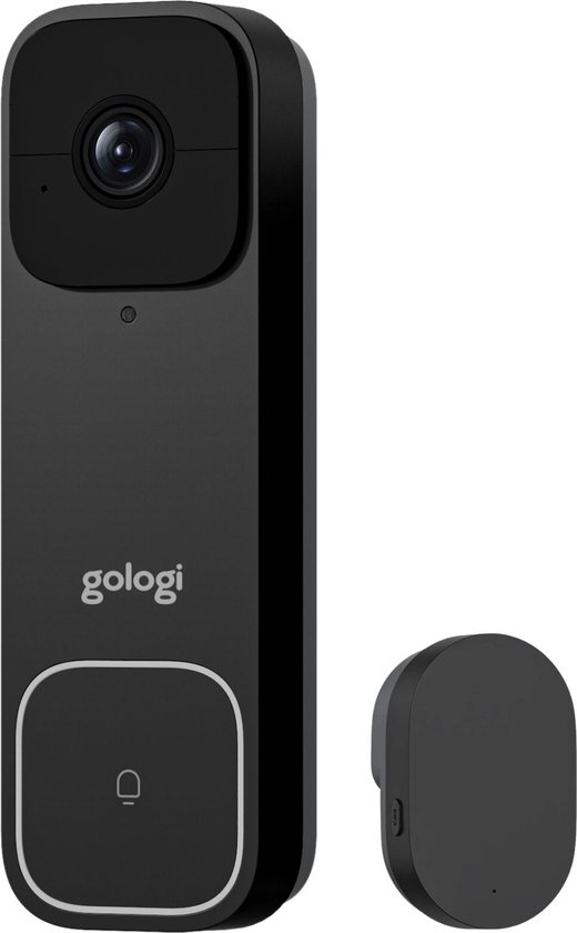 Gologi Video Deurbel - Slimme Deurbel met Camera en WiFi - HD Video Kwaliteit - Draadloos op Accu - Inclusief Muurbeugel en Chime - Night Vision - Waterdicht - Zwart van Gologi