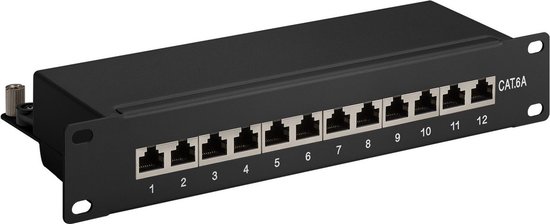 Goobay 10'' Patch Panel - 12 poorten - CAT6a (1U) - zwart van Merkloos