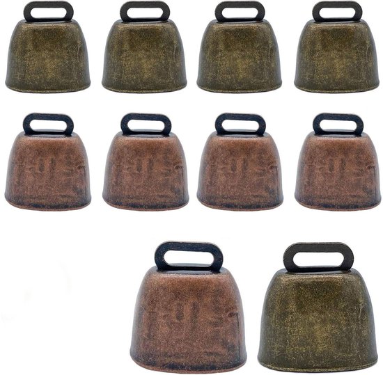 Grazend Koeienbel - 10 Stuks - Koebel - Metalen bel - Decoratie Klokjes - Dier Enbellen - Mini koperen koebel - Geitenbel - Paard - Deurbel - Hondenbel - Luide bel voor het volgen van dieren