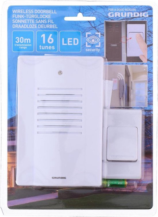 Grundig Draadloze deurbel - wit - 16 melodieen - 30 meter bereik