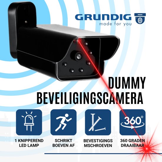 Grundig Dummy Beveiligingscamera - Met Knipperende LED licht - 360 Graden Draaibaar - Exclusief 2 x AA Batterijen van Merkloos