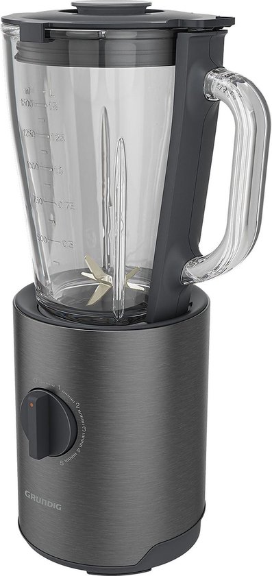 GRUNDIG SM 7140 Delisia Novus Blender | 1,5 Liter | 800 Watt | Glazen blenderkan | Zwart Inox / RVS van GRÜNDIG