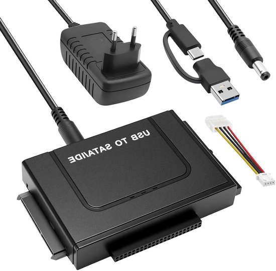 Hard Drive Adapter 6Gbps USB 3.1 naar IDE/SATA voor 2.5/3.5 inch HDD met Voeding en SATA Kabel voor Windows 11/10/8/7/XP/Vista