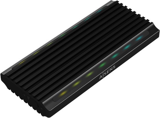 Hard drive case Aisens ASM2-RGB012B USB Black Ethernet LAN USB-C USB 3.2 Gen 2 (3.1 Gen 2) van Merkloos