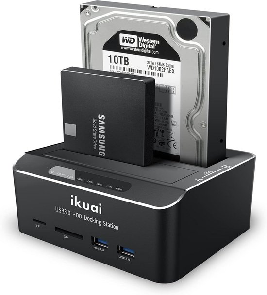 Hard Drive Dock - Externe Schijf Station - Data Klone - Offline Kloonfunctie - Tot 20 TB - Zwart