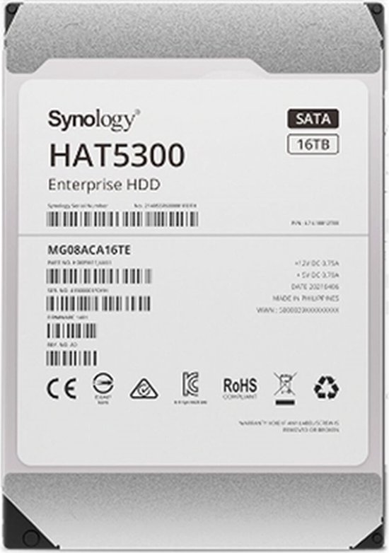 Hard Drive Synology HAT5300-16T 16 TB Buffer 512 MB van Synology