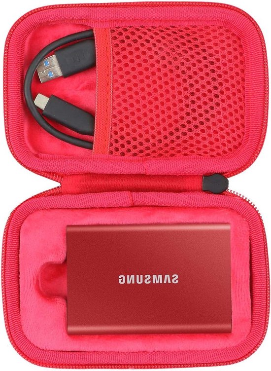 Hard Travel Case voor Samsung T7 / T7 Touch - Beschermhoes voor Externe SSD - Rood, Duurzaam en Compact