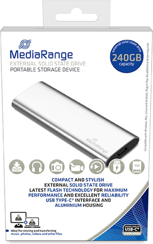 Harddisk mediarange 3.0 ssd extern 240gb van Merkloos
