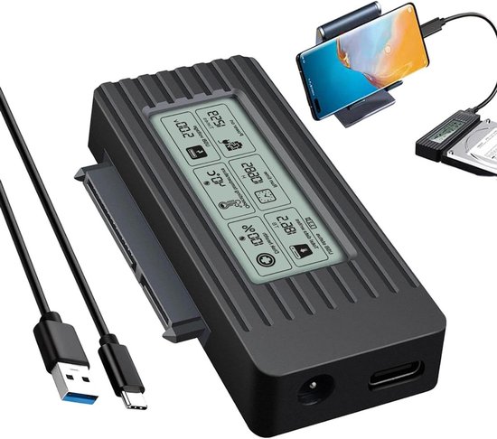 Harde schijf adapter - Externe lezer - Data overzetten - Snelle gegevensoverdracht - Tot 5 Gbps - Zwart
