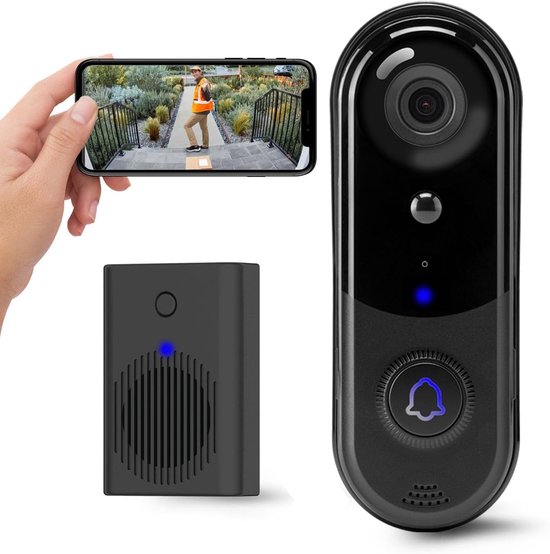 HD Draadloze Videodeurbel met Chime – Intelligente Menselijke Detectie – Real-time Waarschuwing – FHD Nachtzicht – Tweerichtingsaudio – IP65 Waterdicht – 2,4 GHz WiFi – SD-kaartopslag en