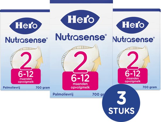 Hero Baby Nutrasense Opvolgmelk Classic 2 (6+ Maanden) - 3 x 700gr - Flesvoeding - met Melkvet - Palmolievrij van Hero Baby
