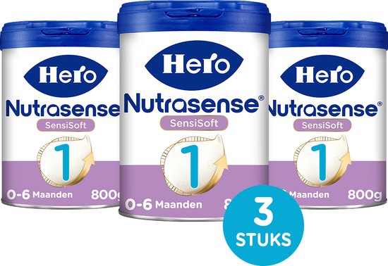 Hero Baby Nutrasense SensiSoft zuigelingenvoeding 1 - Flesvoeding van 0 tot 6 maanden - 3 x 800 gram van Hero Baby